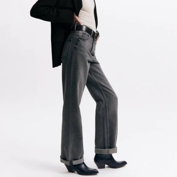 NWT ZARA ZW THE ‘90S WIDE LEG JEANS Gray marl - Picture 3 of 6